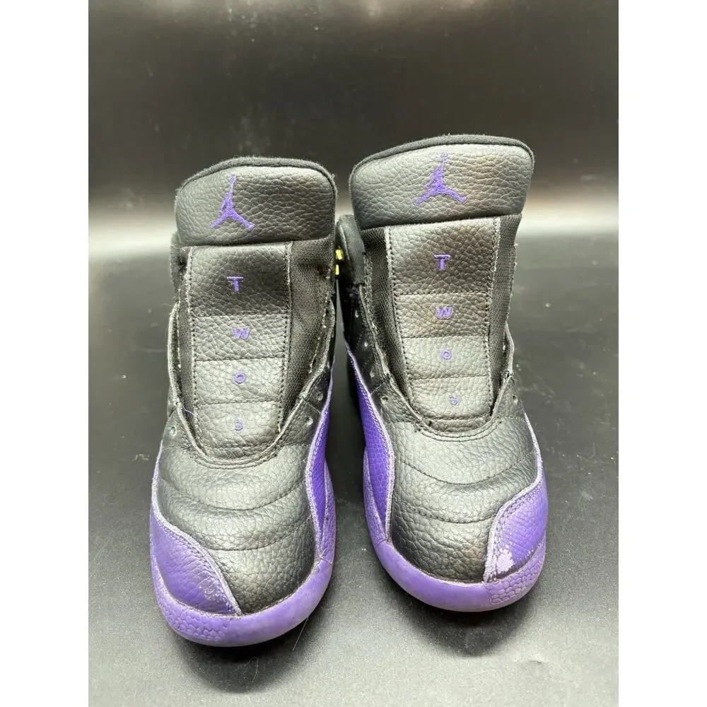 Nike Air Jordan 12 Retro Shoes Youth 2Y Black Purple Basketball Sneaker NO LACES